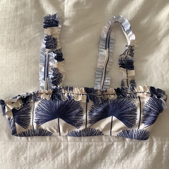 Blue palm leaf high waist bikini set with matching sarong size small never worn - Picture 4 of 9